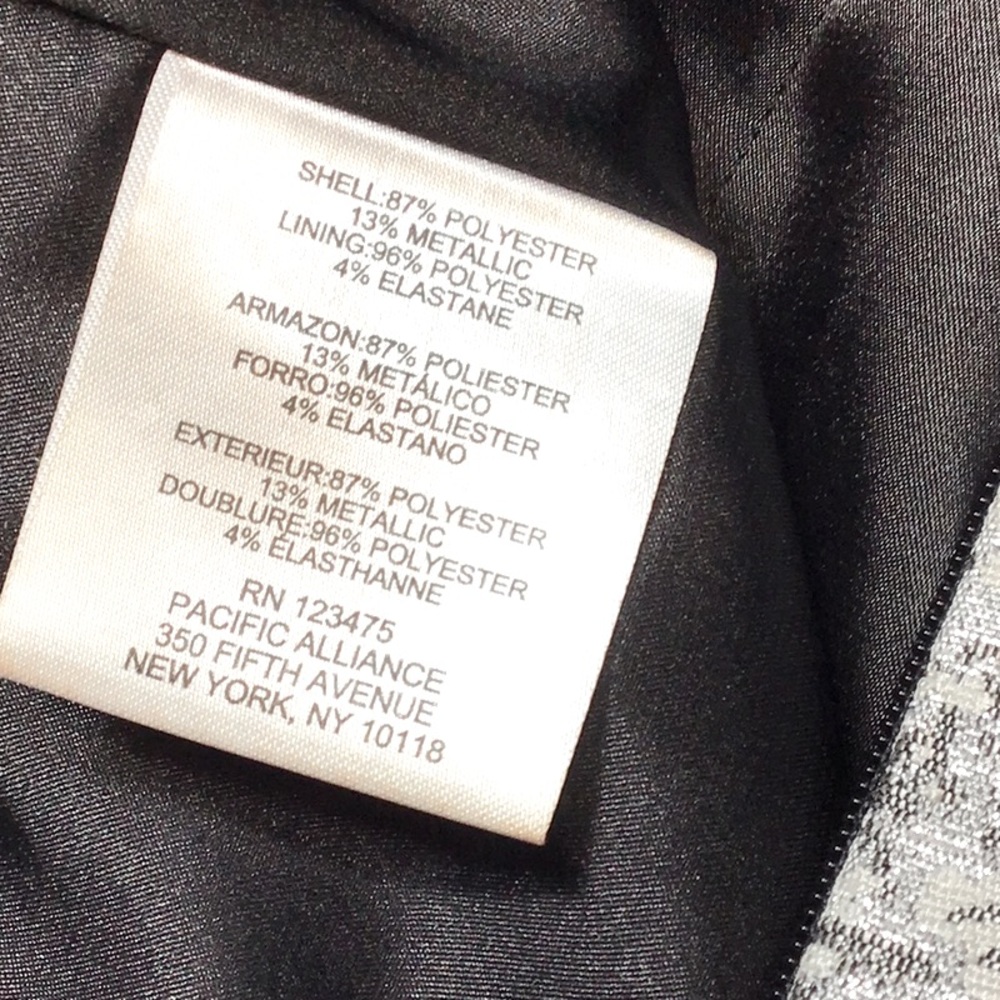 🪞Ellen Tracy Silver Metallic A-Line Knee Length Lined Back Zip - Picture 5 of 9